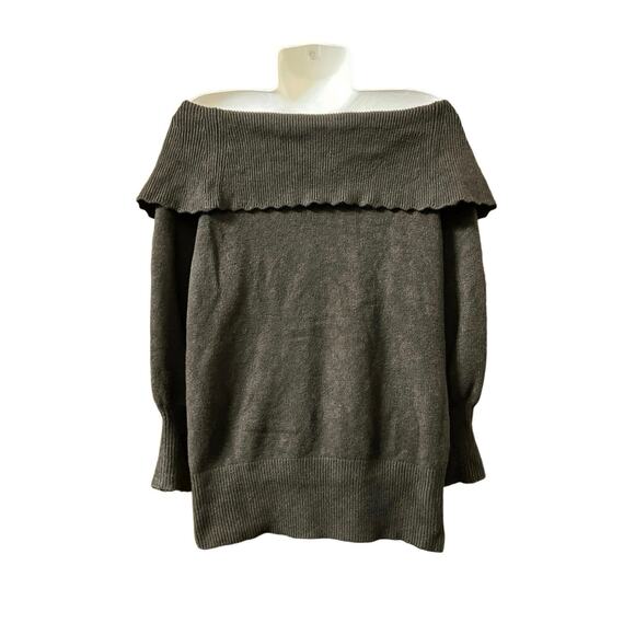 Design History Women's Black Off-The-Shoulder Cable Knit Balloon Sweater Size 2X - Picture 2 of 10